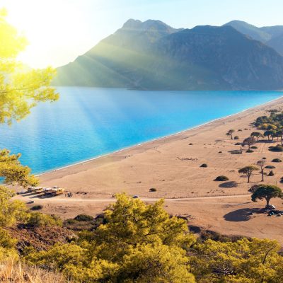 Beach at Mediterranean sea. Cirali Turkey